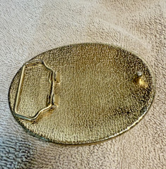 Pewter Belt Buckle National Flag of Antigua 2 Tone