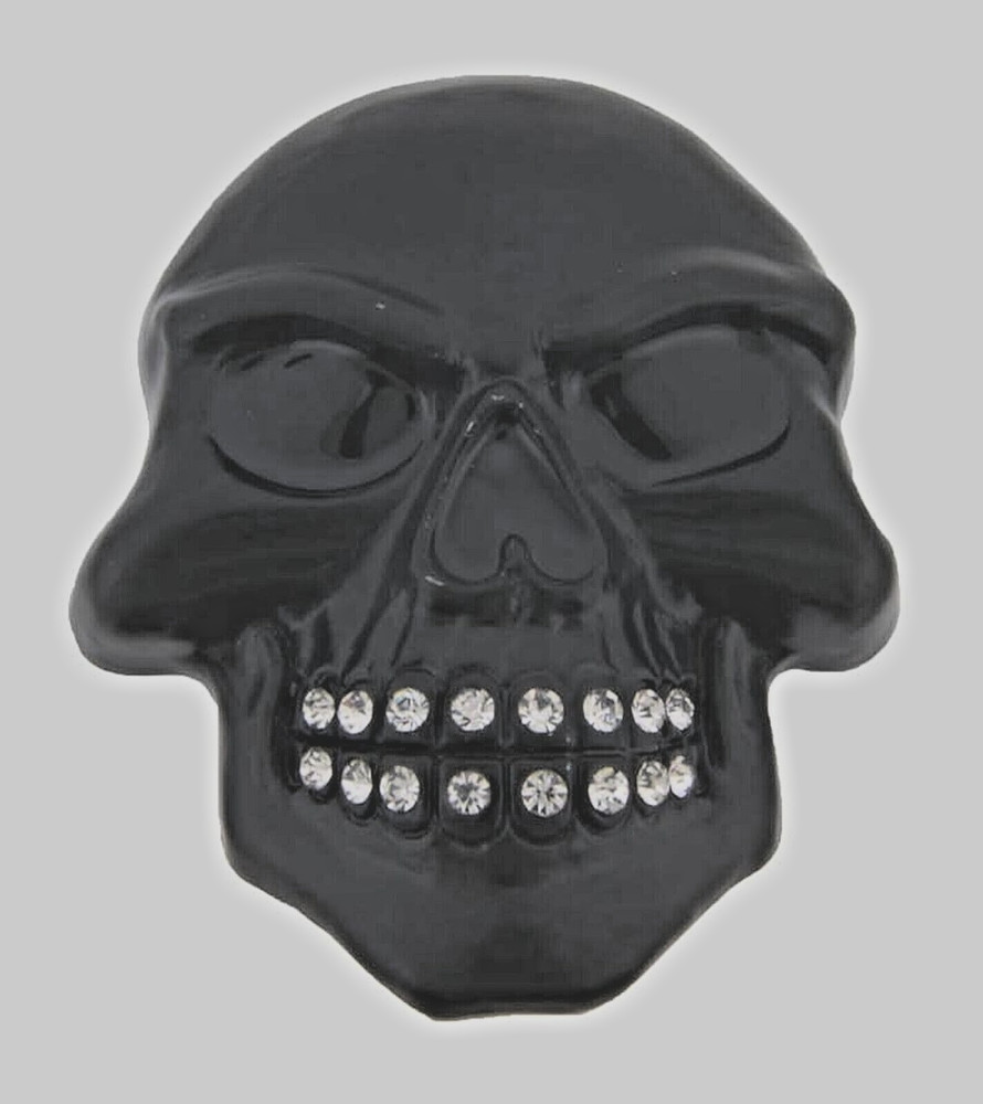 Black Skull Belt Buckles Men Skeleton Grillz Teeth Bling Rhinestones Halloween