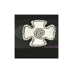 Medieval Style Metal Cross Crest Belt Buckle with Spiral Motif