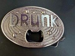 DRUNK NOS Funny Humor Novelty Belt Buckle with Bottle Opener