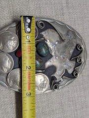 vintage HANDCRAFTED belt buckle INDIAN HEAD native american TURQUOISE nickel