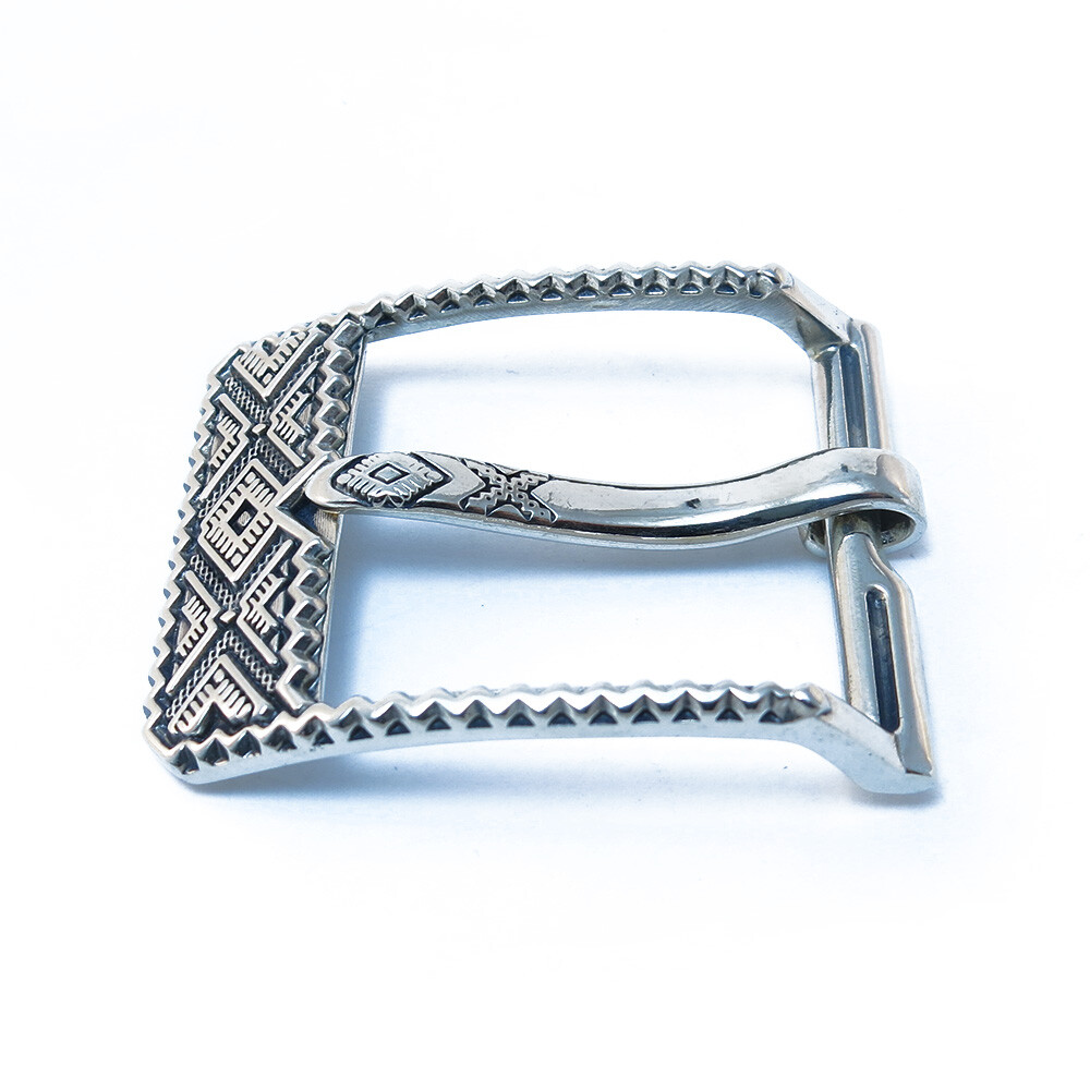 German silver belt buckle « Bayurok », Pin type, Ukrainian frame type belt buckle