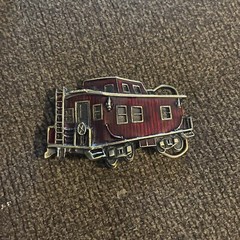 Vintage Train Caboose Belt Buckle 1979 Great American Buckle Co High Gloss Brass