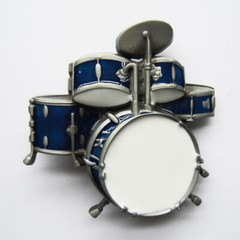 Drums Drum Kit Music Rock & Roll Blue Enamel Metal Fashion Belt Buckle