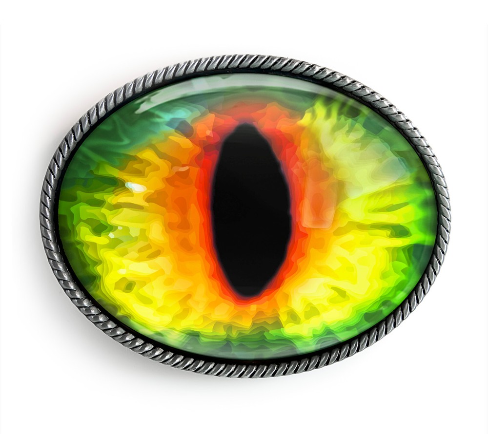 Neon Eyeball Belt Buckle – Medieval Dragon Taxidermy Cosplay Buckle – 34-E