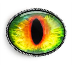 Neon Eyeball Belt Buckle – Medieval Dragon Taxidermy Cosplay Buckle – 34-E