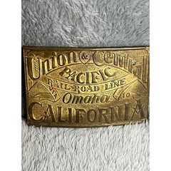 Vintage Union & Central Pacific Railroad Brass Belt Buckle Omaha to California