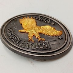 Golden Eagles Belt Buckle NRA Vintage USA National Rifle Association Western