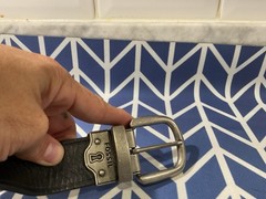 Fossil Key Silver Buckle Mens Leather Large Black Brown Reversible Belt L Large