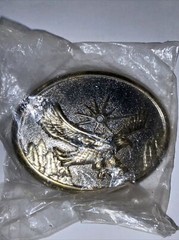 Eagle in Flight with Rhinestone Star 3 Dimensional Gold Tone Belt Buckle