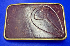 Nixon Logo Embossed on Leather Vintage Advertisement Promotional Belt Buckle