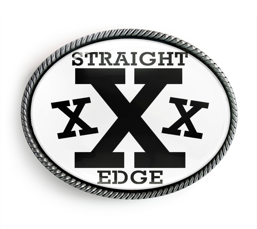 Straight Edge Belt Buckle – B&W Hardcore Punk XXX Belt Buckle – 281