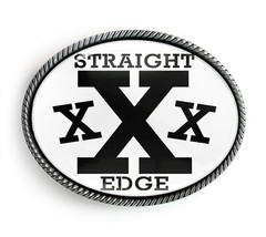 Straight Edge Belt Buckle – B&W Hardcore Punk XXX Belt Buckle – 281