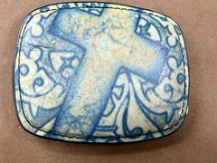 Large Cross Print Religious Christian Faith Symbol Leather On Metal Belt Buckle