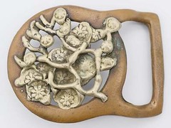 Flowers Hippie Solid Brass Pewter Vintage Belt Buckle
