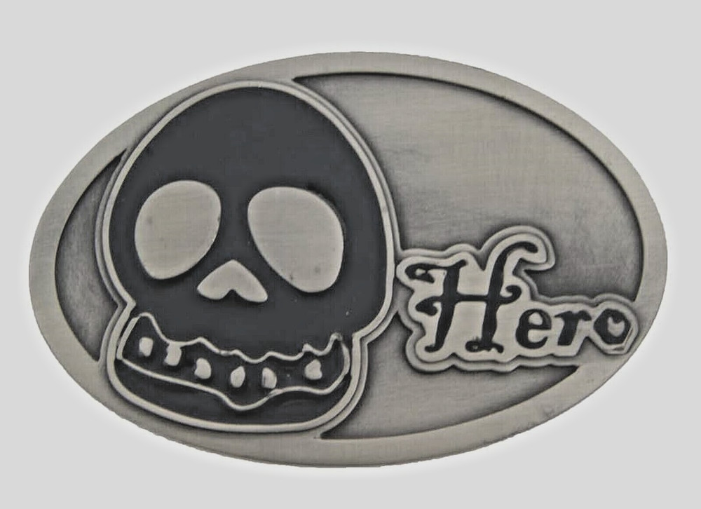 Skull Belt Buckles Gray Metal Vintage Antiqued Halloween Party Costume Skeleton