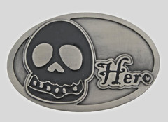 Skull Belt Buckles Gray Metal Vintage Antiqued Halloween Party Costume Skeleton