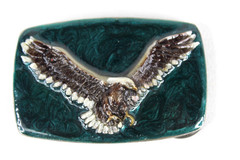 1978 Great American Belt Buckle Company H504 Embossed Eagle w/Green Background