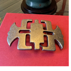 Men&rsquo;s Gold Tone Cross Belt Buckle Antique Finish Metal Fits 1.5 in Belt