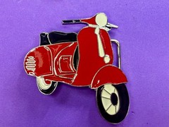 Red & Black White Vespa Classic Scooter Motorcycle Design NOS Belt Buckle