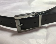 Belt & Buckle Silver Tone Reversable Black Or Brown 1&Prime; Wide Size 36 Fits 32&Prime;-38&Prime;