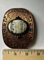 Agate Gemstone Bronze Western Style Belt Buckle, Pre-Owned