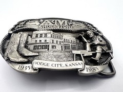 Dodge City Kansas SAM&rsquo;S SHOE STORE 1985 Pewter Belt Buckle Allen Cowboyboy Boots