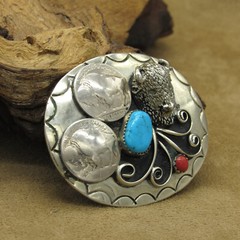 Southwest Nickel Belt Buckle with Buffalo Head