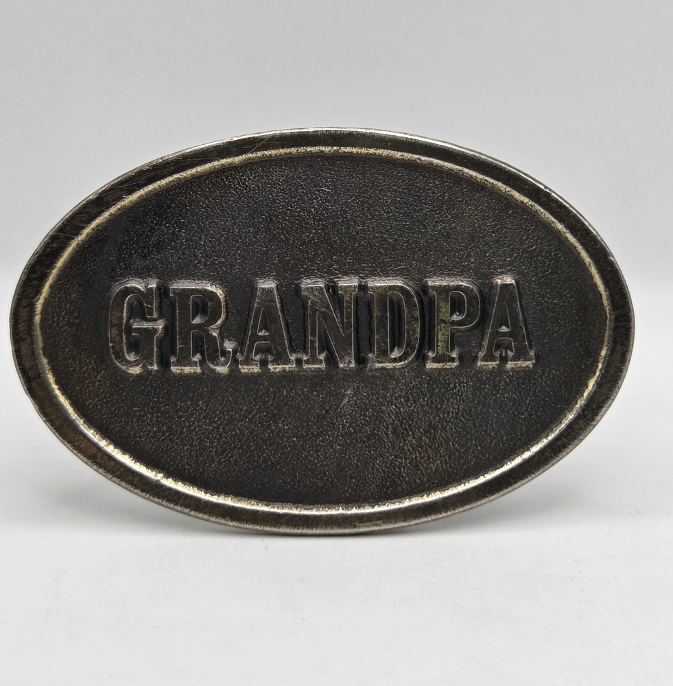 Vintage Grandpa Belt Buckle The Great American Buckle Co. Brass Tone Oval