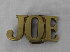 Vintage JOE Belt Buckle Mens Gold Solid Brass Western Name Monogram Initial