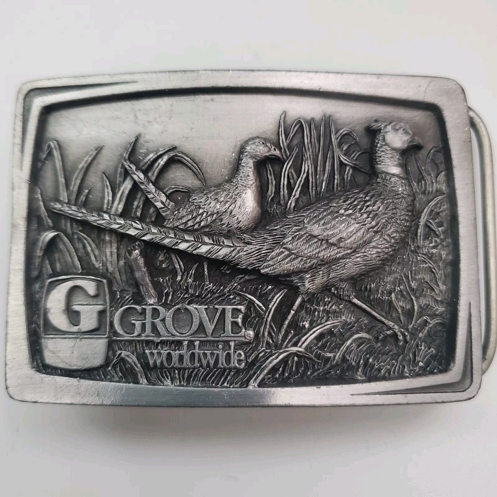 Vintage 1993 Metal Belt Buckle Grove Worldwide Nature / Wildlife USA Made