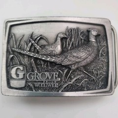 Vintage 1993 Metal Belt Buckle Grove Worldwide Nature / Wildlife USA Made