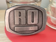 Vintage RO Belt Buckle Silver Pewter Look
