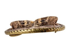 Real Rattlesnake Belt Buckle: Dueling heads in Oval (598-BB402-G6601)
