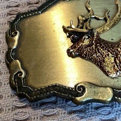 Elk Mule Deer Head Raintree Buckle & Jewelry Inc Brass Belt Buckle Hunting Theme