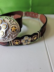 leather belt Brown Silver Creek Classics and Belt Buckle cowboy Western size 38