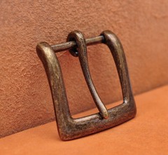 40mm Retro Brass Two-tone Heavy Square Single Metal Prong Pin Clips Belt Buckle