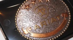 Ariat Western Belt Buckle Oval Stars Logo Silver A37055