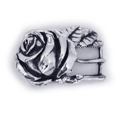 Rose White Sterling Silver Belt Buckle