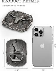 Western Style Belt Buckle 1.5 Inch Cowboy Cowgirl Buckles for Men & Women Replac