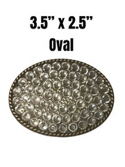 Western Fashion 3.5” Oval Shape Full Crystal Belt Buckle W/Clear Color Crystals