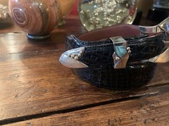 XXL Pat Areias Sterling Silver 14K James Reid Style Belt Buckle 29-31-1.5”🐊✅ Nu