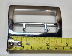 X2 Solid Brass Chrome Rectangle Belt Buckle Center Bar 2 Prong 2 3/4&Prime; x 1 7/8&Prime;