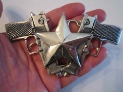BACK N BLACK REVOLVERS WITH STAR BELT BUCKLE – 5 3/4&Prime; X 3&Prime; – GW1