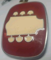 Belt Buckle – Guitar Tuning Head – RJ – 3 »x2.25 » Cream & Burgundy Pewter TNN