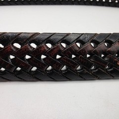 Brighton 94603 Dark Brown Braided Woven Leather Belt Silver Buckle 38