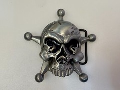 Creepy Skull Grinning Teeth Five Point Star Gothic Punk Cutout Belt Buckle