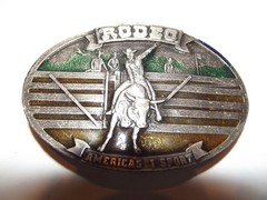 Vintage 1970s Arroyo Grande Belt Buckle Pewter Rodeo Americas 1 Sport