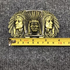 Antique Brushed Indian Chief Head Belt Buckle with Lighter, Stock in US
