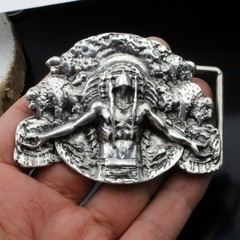 Inuit Chief Belt Buckle Antique Silver Vintage Tribal Ethnic Metal